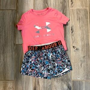 Under Armour Coral Tee and Abstract Shorts Set